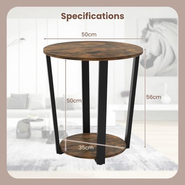 2-Niveau Accent Sidebord, 50x50x56 cm, Rustikt Brun
