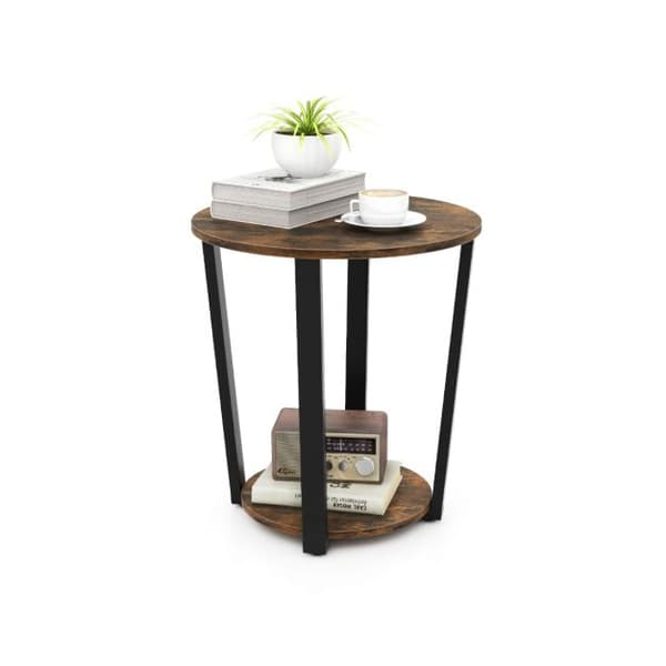 2-Niveau Accent Sidebord, 50x50x56 cm, Rustikt Brun