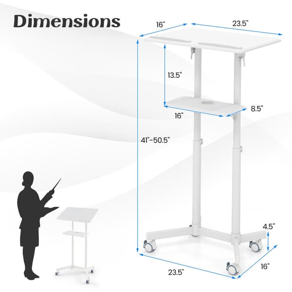 Mobil talerstol, 23,5"x16"x41"-50,5", Sort