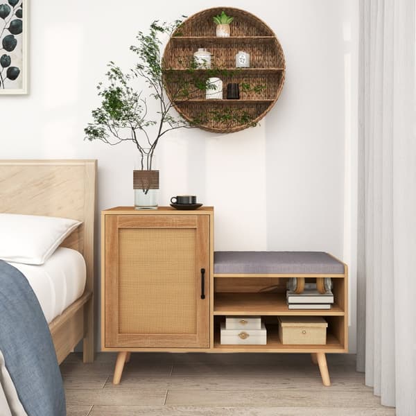 Kenkähylly penkillä, 105x36x76 cm, Luonnonväri