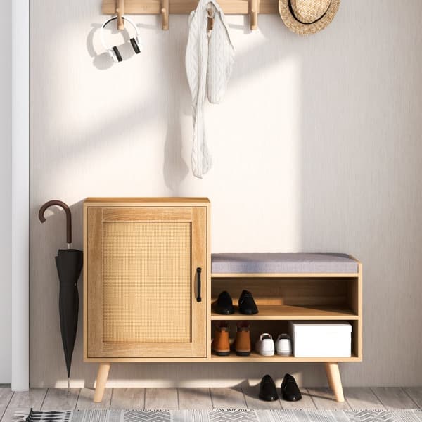 Kenkähylly penkillä, 105x36x76 cm, Luonnonväri