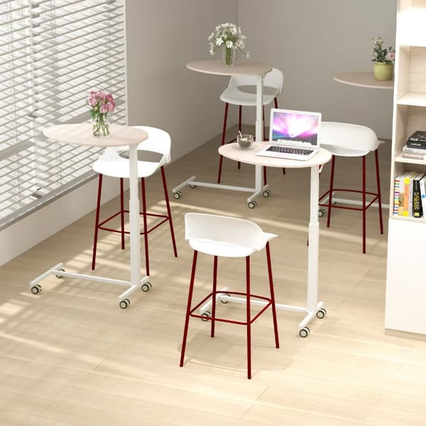 Stående skrivebord, 76x50x74-108 cm, Pink & Hvid
