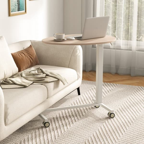 Stående skrivebord, 76x50x74-108 cm, Pink & Hvid