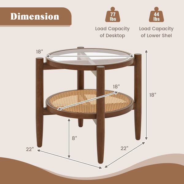Sidebord, 22x22x18 tommer, Brun