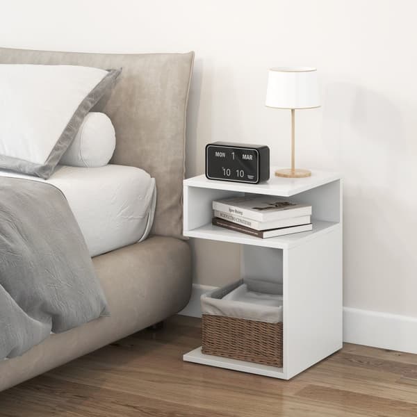 Sidebord, 13x13x20 tommer, Hvid