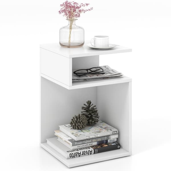 Sidebord, 13x13x20 tommer, Hvid