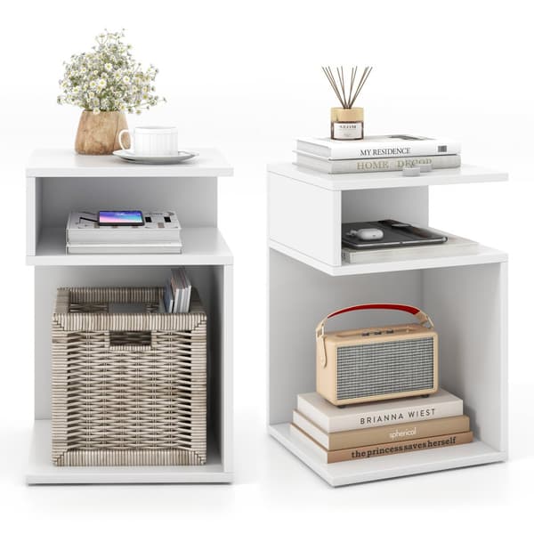 Sidebord, 13x13x20 tommer, Hvid