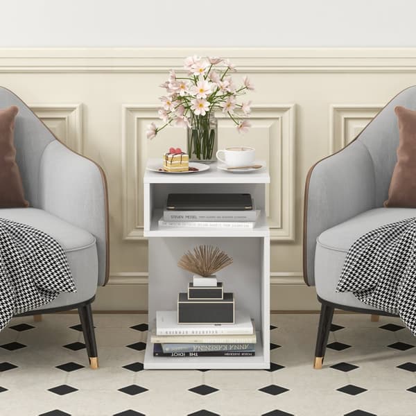 Sidebord, 13x13x20 tommer, Hvid