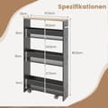 Miniatyrbillede 4 af 7: Køkkenvogn, 48x13x81 cm, Grå + Natur