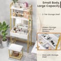 Miniatyrbillede 8 af 8: Toiletbordssæt, 23,5x15,5x64,5 tommer, Sort/Brunt/Guld/Hvid