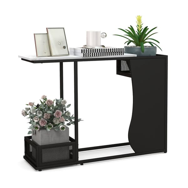Konsolbord, 43,5x12x32 tommer, Hvid Guld