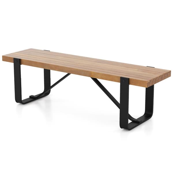 Sisääntulopenkki, 60 tuuman maalaismaisen rustiikkisella puujalkinehyllyllä metallirungolla, 60x17x17.5", luonnonväri