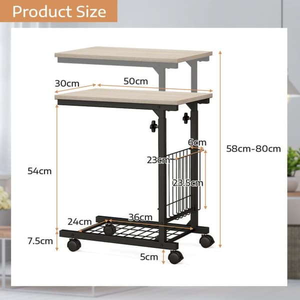 Slutbord, 20x12x23-31.5 tommer, Sort/Brunt
