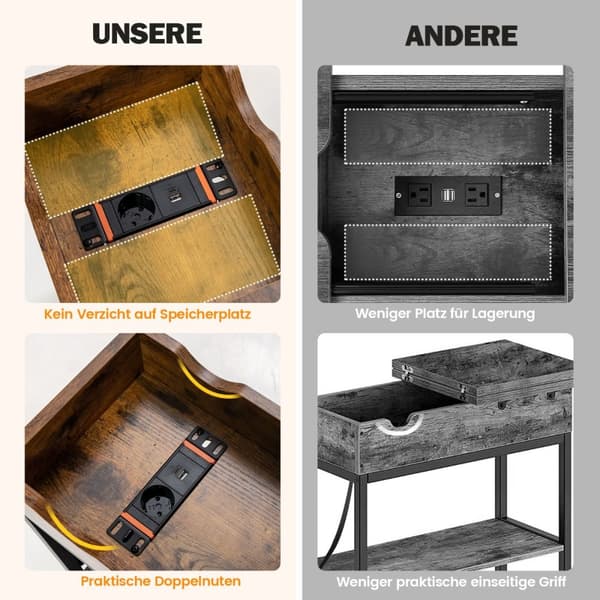 Sidobord, 60x30x58,5 cm, Brun