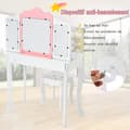 Miniatyrbild 4 av 8: Barn Sminkbord och Pall Set, 70x34x104.5 cm, Vit och Rosa