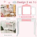 Miniatyrbild 6 av 8: Barn Sminkbord och Pall Set, 70x34x104.5 cm, Vit och Rosa