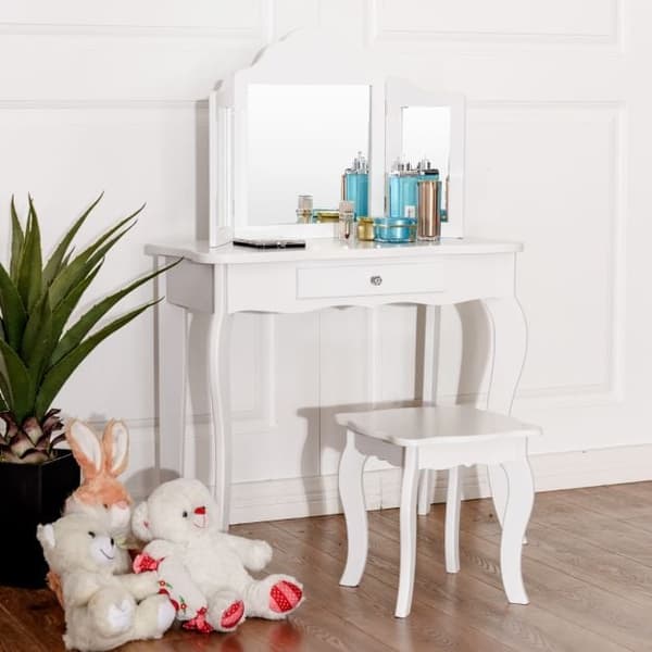 Sminkbord Set, 70x34x104 cm, Vit