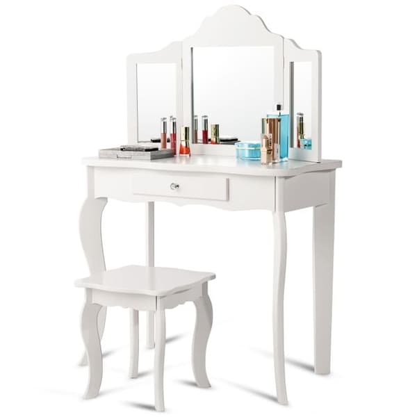 Sminkbord Set, 70x34x104 cm, Vit