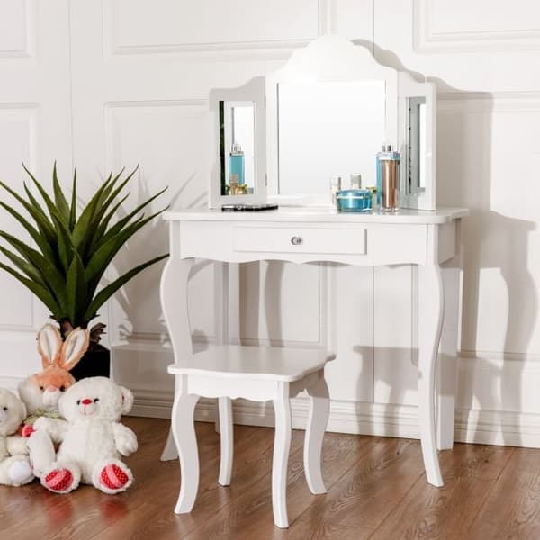 Sminkbord Set, 70x34x104 cm, Vit