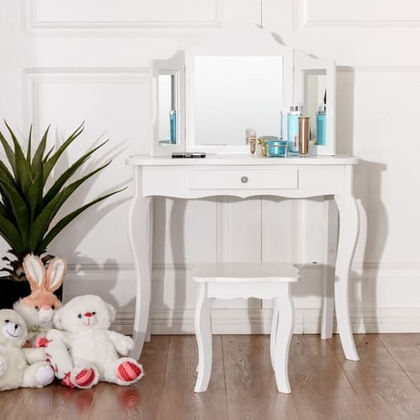 Sminkbord Set, 70x34x104 cm, Vit
