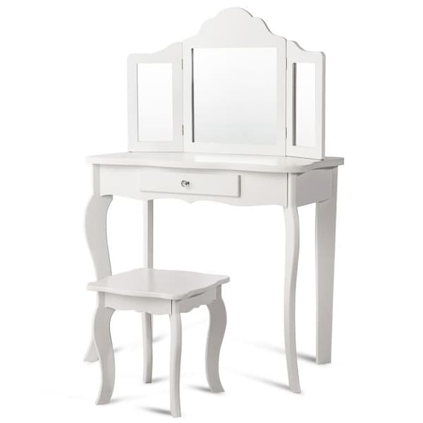Sminkbord Set, 70x34x104 cm, Vit