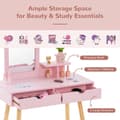 Miniatyrbild 3 av 8: Sminkbord och pall set, 70x34x100 cm, Vit