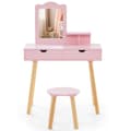 Miniatyrbild 5 av 8: Sminkbord och pall set, 70x34x100 cm, Vit