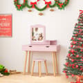 Miniatyrbild 6 av 8: Sminkbord och pall set, 70x34x100 cm, Vit