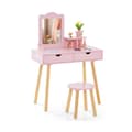 Miniatyrbild 1 av 8: Sminkbord och pall set, 70x34x100 cm, Vit