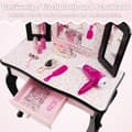 Miniatyrbillede 7 af 8: Børns makeupbord med taburet og spejl, 60x27.5x97.5 cm, pink og sort