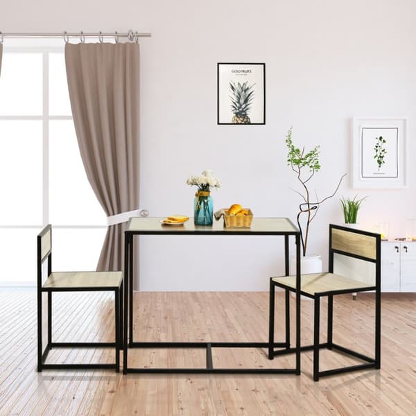 Matbordssats, 90x47x76 cm, Natur/Kaffe