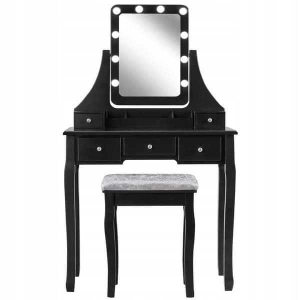 Sminkebord med LED-spejl og taburet, 40x30x49 cm