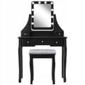Miniatyrbillede 2 af 4: Sminkebord med LED-spejl og taburet, 40x30x49 cm