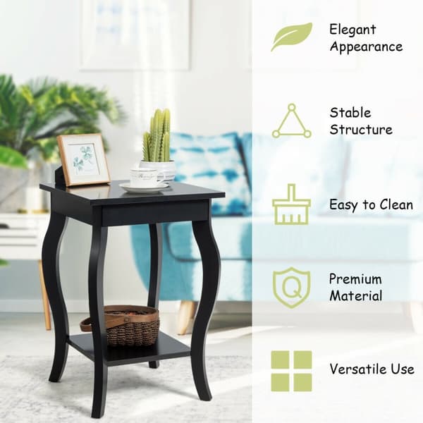 Sidebord, 16x16x24 tommer, Sort