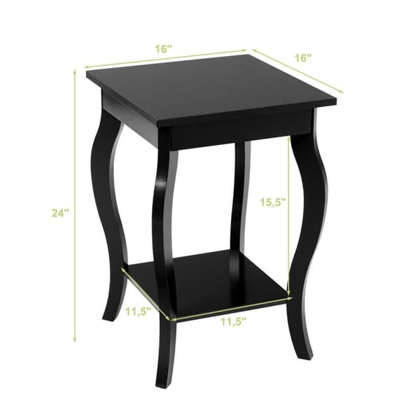 Sidebord, 16x16x24 tommer, Sort