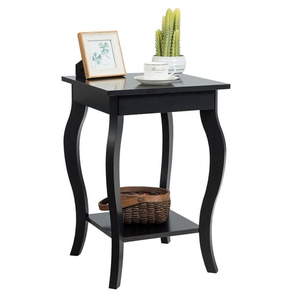 Sidebord, Accent Sofa End, 16x16x24 tommer, Sort