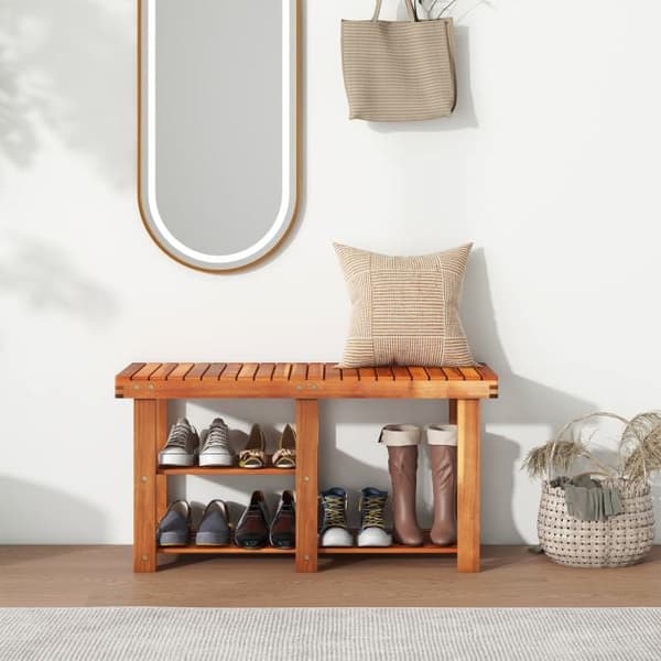 Kenkäteline, 34x11x17.5 tuumaa, Teak