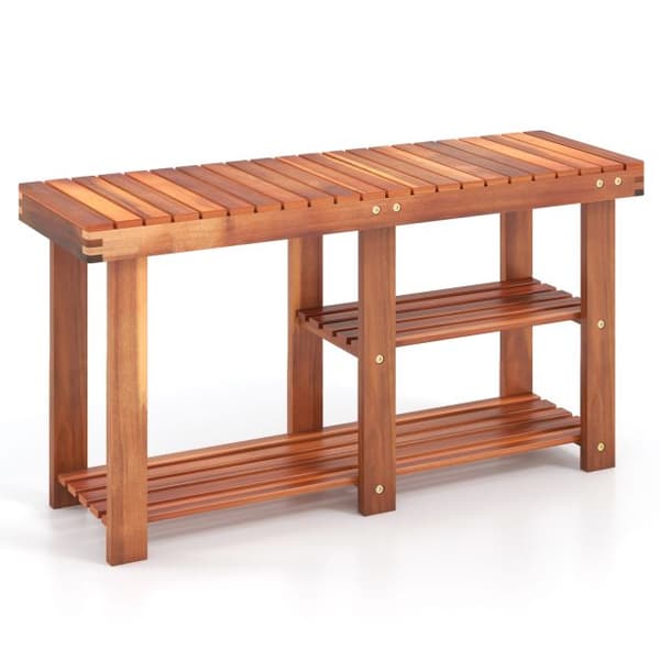 Kenkäteline, 34x11x17.5 tuumaa, Teak