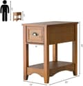 Miniatyrbillede 4 af 8: Sidebord, Sæt af 2 moderne sideborde med skuffe - Natur, 13x22x23 tommer, Natur