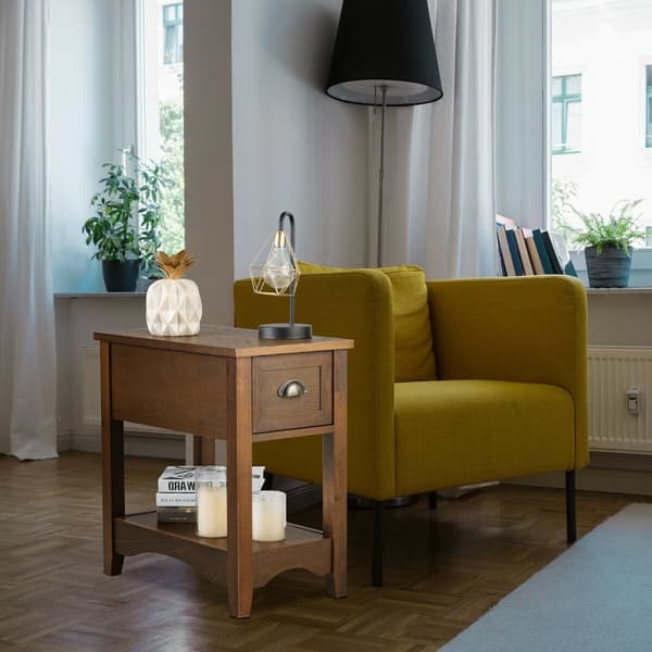 Sidebord, Sæt af 2 moderne sideborde med skuffe - Natur, 13x22x23 tommer, Natur