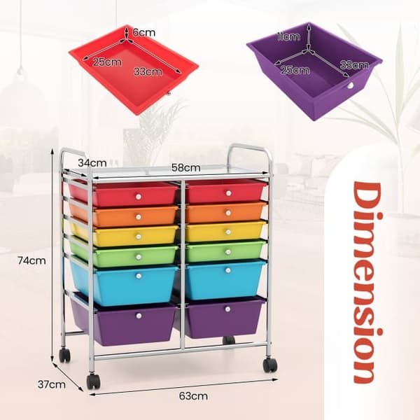Rullekurv Opbevaring, 25x15x29.5 tommer, Multifarvet