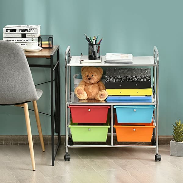 Rullende opbevaringsvogn, 25,0x14,5x29,5 tommer, Gul