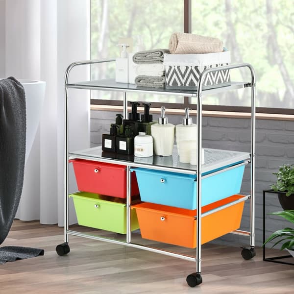 Rullende opbevaringsvogn, 25,0x14,5x29,5 tommer, Gul