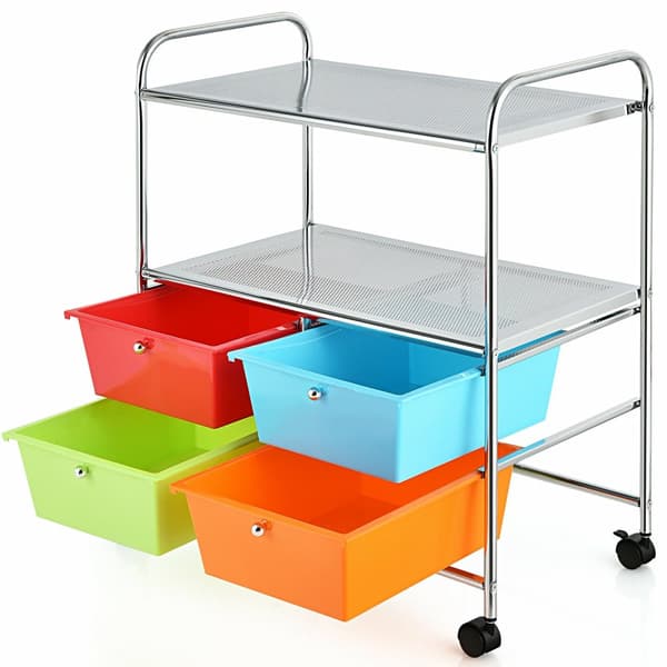 Rullende opbevaringsvogn, 25,0x14,5x29,5 tommer, Gul