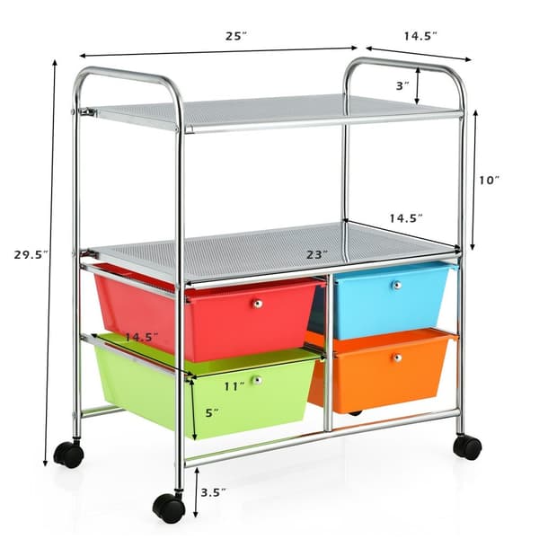 Rullende opbevaringsvogn, 25,0x14,5x29,5 tommer, Gul