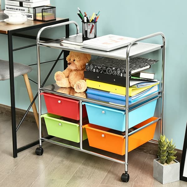 Rullende opbevaringsvogn, 25,0x14,5x29,5 tommer, Gul