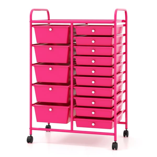 Praktisk rullande organisatörsvagn, 25x14.5x34.5 tum, Rosa