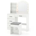 Miniatyrbild 7 av 8: Sminkbord och pall set, 100x40x140 cm, Vit