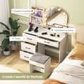Miniatyrbild 8 av 8: Sminkbord och pall set, 100x40x140 cm, Vit