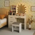 Miniatyrbild 1 av 8: Sminkbord och pall set, 100x40x140 cm, Vit